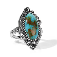 D'Joy Artisan Crafted Premium Royston Turquoise 6.70 ctw Ring in Sterling Silver (Size 7.0)