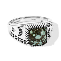 D'Joy Artisan Crafted Spiderweb Turquoise Men's Ring in Sterling Silver (Size 10.0) 4.80 ctw