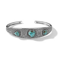 D'Joy Artisan Crafted Premium Spiderweb Turquoise Cuff Bracelet in Sterling Silver (7.25 In) 5.60 ctw