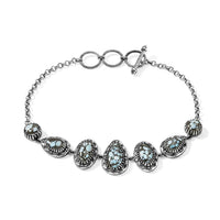 D'Joy Premium Spiderweb Turquoise 8.00 ctw Bracelet in Sterling Silver (7.25 In)