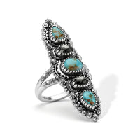 D'Joy Artisan Crafted Premium Royston Turquoise and White Buffalo 3.60 ctw Ring in Sterling Silver (Size 7.0)