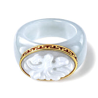 D'Joy Natural Jade Carved and Band Ring in 14K YG Over Sterling Silver (Size 10.0) 39.40 ctw