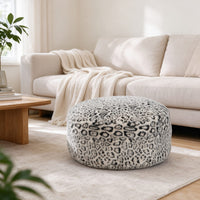 Livmore White Faux Fur Leopard Print Floor Cushion