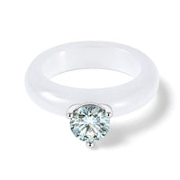 D'Joy Paraiba Moissanite (Rnd 6mm), Natural Jade Band Solitaire Ring in Rhodium Over Sterling Silver (Size 10.0) 13.75 ctw