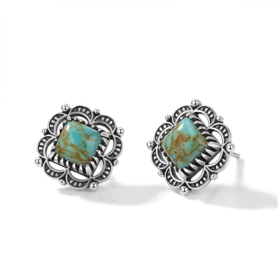 D'Joy Artisan Crafted Premium Royston Turquoise Earrings in Sterling Silver 3.65 ctw
