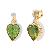 GP Green Murano Style and White Zircon 0.15 ctw Fancy Earrings in 18K Vermeil Yellow Gold Over Sterling Silver