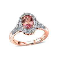 Certified & Appraised 10K Rose Gold AAA Blush Tourmaline, Luxuriant Lab Grown Diamond (G-H, SI) (0.65 cts) Ring (Size 6.0) 2.00 ctw