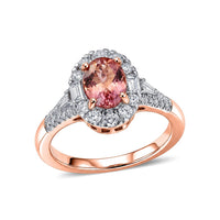 Certified & Appraised 10K Rose Gold AAA Blush Tourmaline, Luxuriant Lab Grown Diamond (G-H, SI) (0.65 cts) Ring (Size 6.0) 2.00 ctw