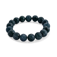 Natural Olmec Jadeite Carved Beaded Stretch Bracelet 200.00 ctw