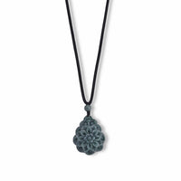 Natural Olmec Jadeite Carved Flower Pendant with Cotton Cord Necklace (26-28 Inches) 75.00 ctw