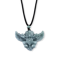 Natural Olmec Jadeite Carved Flower Pendant with Cotton Cord Necklace (26-28 Inches) 75.00 ctw