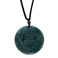 Natural Olmec Jadeite Carved Loyal Companion and Guardian Dog Cotton Cord Necklace (26-28 Inches) 55.00 ctw