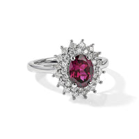 D'Joy AAA Radiant Ember Garnet, Moissanite Royal Starburst Ring in Rhodium Over Sterling Silver (Size 10.0) 2.15 ctw