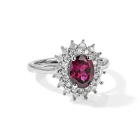 D'Joy AAA Radiant Ember Garnet, Moissanite Royal Starburst Ring in Rhodium Over Sterling Silver (Size 10.0) 2.15 ctw