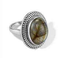 Malagasy Labradorite 20.00 ctw Statement Ring in Sterling Silver (Size 9.0)