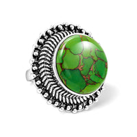 Mojave Green Turquoise 27.00 ctw Statement Ring in Sterling Silver (Size 8.0)