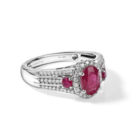 D'Joy Premium Montepuez Ruby and White Zircon 1.85 ctw Ring in Rhodium Over Sterling Silver (Size 7.0)