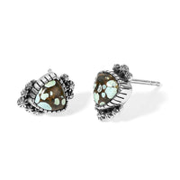 D'Joy Artisan Crafted Premium Spiderweb Turquoise Stud Earrings in Sterling Silver 1.80 ctw