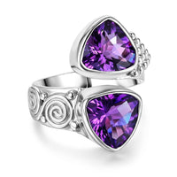 D''Joy Sajen Silver African Amethyst Bypass Ring in Sterling Silver (Size 10.0) 5.70 ctw