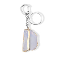 White Opal Keychain in Silvertone 125.00 ctw