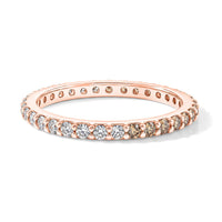 Champagne Quartz and Simulated Diamond 0.85 ctw Half Band Ring in 14K Rose Gold Over Sterling Silver (Size 9.0)