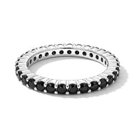 Black Onyx 0.60 ctw Band Ring in Sterling Silver (Size 6.0)