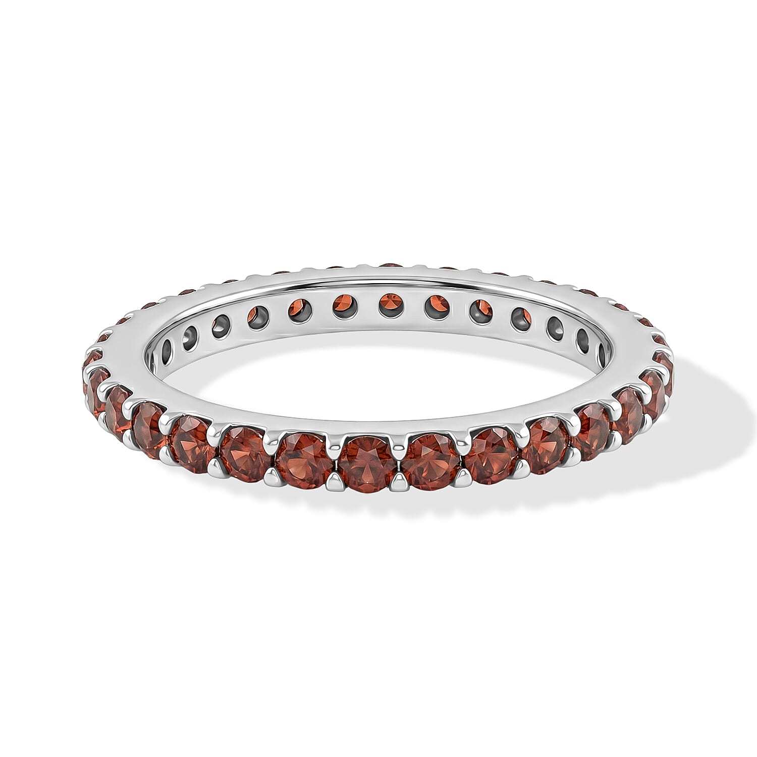 Simulated Orange Color Diamond Ring in Sterling Silver (Size 6.0)