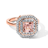 Certified and Appraised D''Joy Premium Pink Morganite, Moissanite Ring in 18K Vermeil RG Over Sterling Silver (Size 10.0) 1.40 ctw