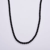 D'Joy Black Tourmaline Beaded Necklace (24 Inches) in Stainless Steel 300.00 ctw