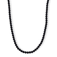 D'Joy Black Tourmaline Beaded Necklace (24 Inches) in Stainless Steel 300.00 ctw