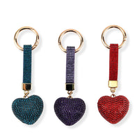 Green, Purple and Red Crystal 3pcs Set Heart Keychain in Goldtone