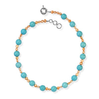 EverTrue Blue Howlite and Brown Pearl (D) 60.00 ctw Necklace in Platinum Over 18-19 Inches