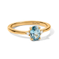 EverTrue Cambodian Blue Zircon and Moissanite 1.35 ctw Ring in 18K YG Plated (Size 7.0)