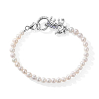 GP Trionfo Collection Artisan Crafted Freshwater Pearl, White Zircon Bracelet in Sterling Silver (7.25 In) 0.10 ctw