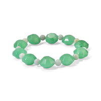 Green Aventurine and Amazonite 165.00 ctw Beaded Stretch Bracelet