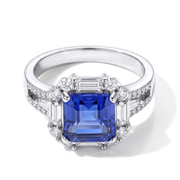 EverTrue Asscher Cut Color Change Fluorite, Moissanite Ring in Platinum Bond (Size 10.0) 3.85 ctw