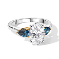 IGI Certified 10K White Gold Luxuriant Lab Grown Diamond (E-F, VS) and Lab Grown Blue Diamond (IR) Ring (Size 10.0) 2.50 ctw