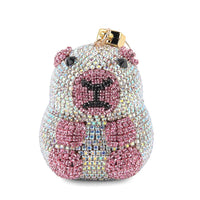 Pink Capybara Crystal Keyring