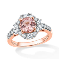 Certified and Appraised D''Joy Premium Pink Morganite, Moissanite Ring in 18K Vermeil RG Over Sterling Silver (Size 10.0) 1.72 ctw