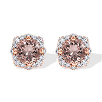 Certified and Appraised D''Joy Premium Pink Morganite, Moissanite Earrings in 18K Vermeil RG Over Sterling Silver 1.75 ctw