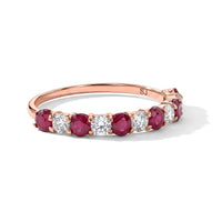 Ruby and Simulated Diamond 0.90 ctw Band Ring in 14K Rose Gold Over Sterling Silver (Size 7.5)