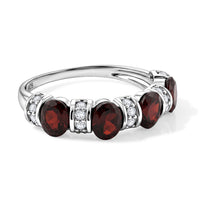 Mozambique Garnet and White Topaz 1.50 ctw Band Ring in Sterling Silver (Size 7.0)
