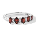 Mozambique Garnet and Simulated Diamond 1.20 ctw Band Ring in Sterling Silver (Size 9.0) - Sticky add to cart bar