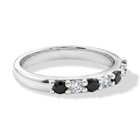 Black Onyx and Simulated Diamond 0.50 ctw Band Ring in Sterling Silver (Size 9.0)