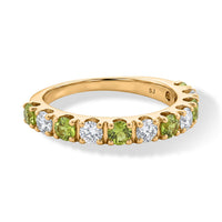 Hebei Peridot and White Topaz 0.90 ctw Band Ring in 14K Yellow Gold Over Sterling Silver (Size 9.0)