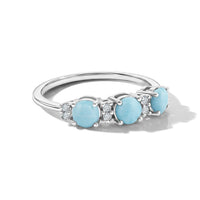 Larimar and Simulated Diamond 0.75 ctw Band Ring in Sterling Silver (Size 10.0)