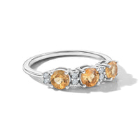 Brazilian Citrine and Simulated Diamond 0.70 ctw Band Ring in Sterling Silver (Size 7.0)