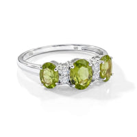 Hebei Peridot and Simulated Diamond 2.00 ctw Band Ring in Sterling Silver (Size 7.0)