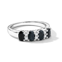 Black Onyx and Simulated Diamond 0.90 ctw Band Ring in Sterling Silver (Size 7.0)