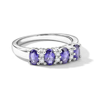 Tanzanite and Simulated Diamond 0.90 ctw Band Ring in Sterling Silver (Size 8.0)